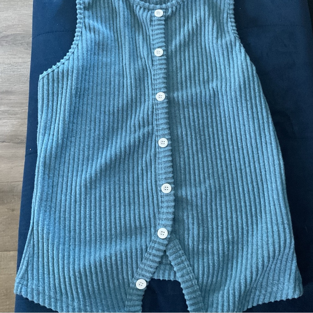 SHEIN Blue Ribbed Asymmetrical Tank Top - Picture 4 of 5